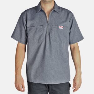 Short Sleeve Solid 1/2 Zip Shirt - Charcoal Heather