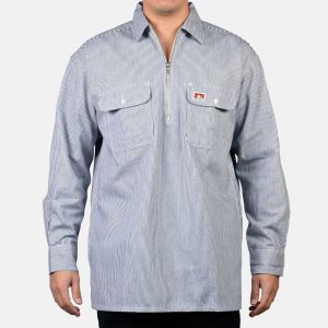Long Sleeve 100% Cotton 1/2 Zip Shirt - Hickory