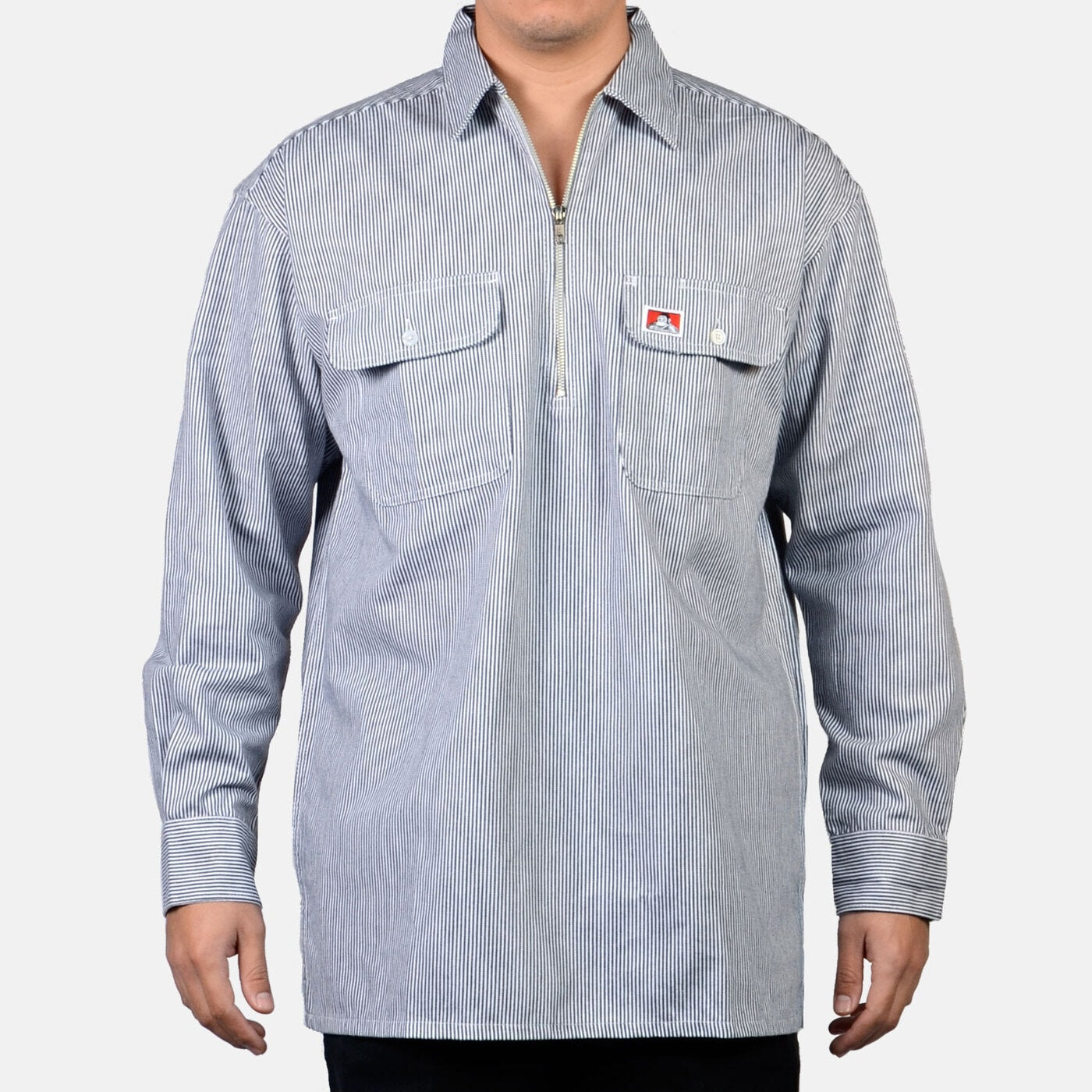 Long Sleeve 100% Cotton 1/2 Zip Shirt - Hickory