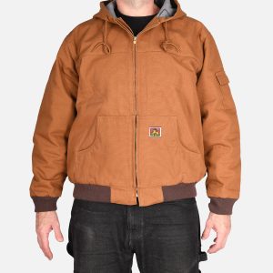 Canvas Full-Zip Hooded Jacket - Brown