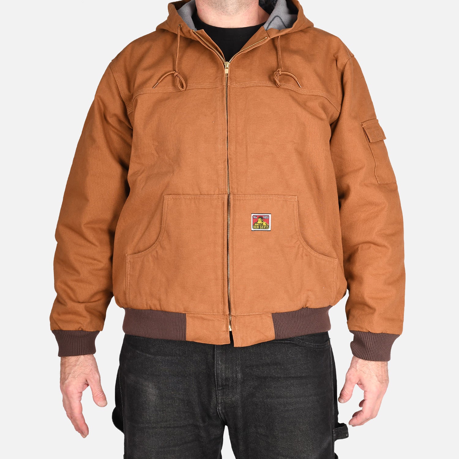 Canvas Full-Zip Hooded Jacket - Brown