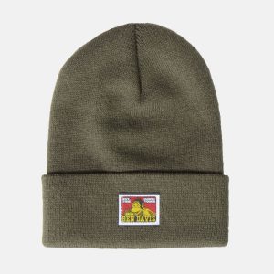 Cuffed Knit Beanie - Moss