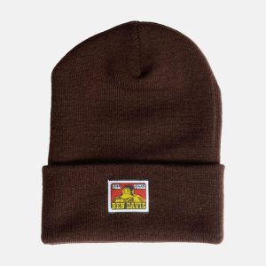 Cuffed Knit Beanie - Brown